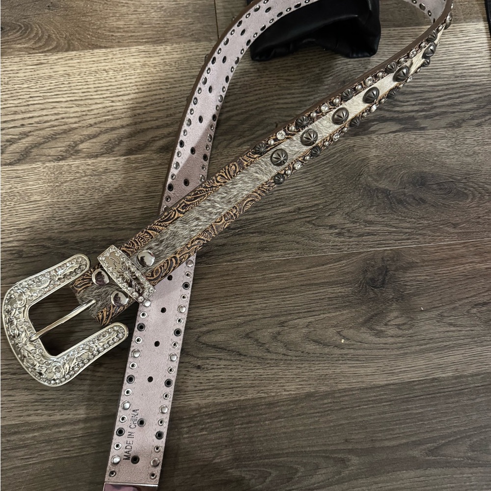 Brown and Silver Western Belt with Ornate Buckle